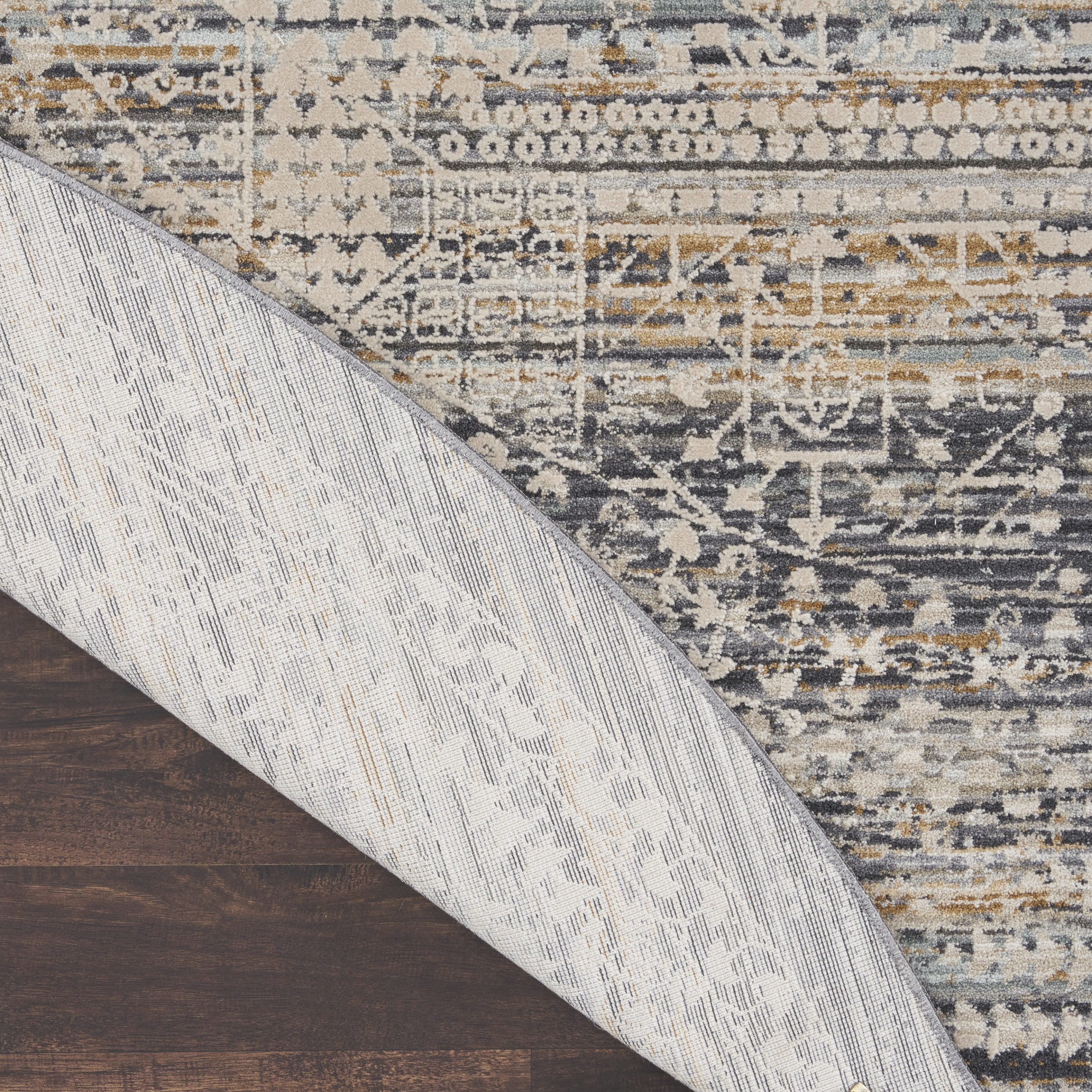 Nourison Lynx 7’10” x Round Ivory Slate Vintage Indoor Rug