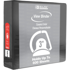 Slant D Ring View Binder with 2 Pockets, 3", Black