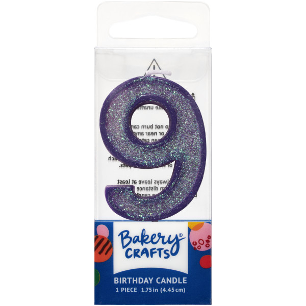 9 Mini Glitter Numeral Candles