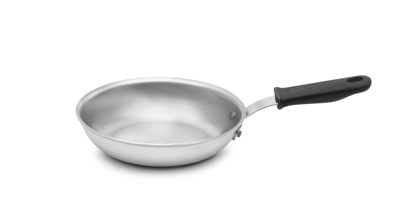 8-inch Wear-Ever® aluminum fry pan with natural finish and silicone handle