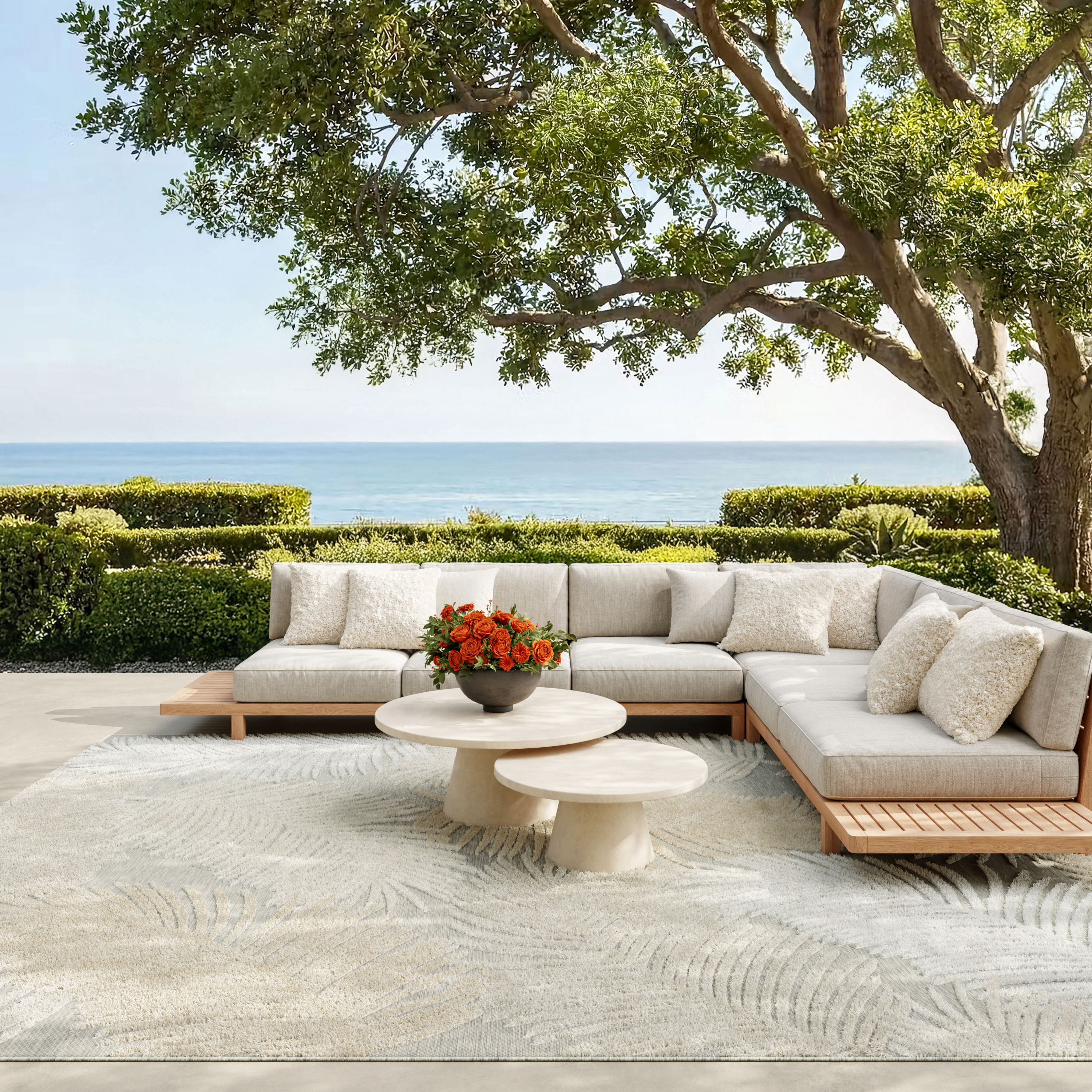 Nourison Suncoast 7'10" x 9'10" Grey Tropical Rug