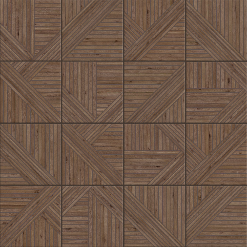 Tangram Wood Walnut 17.38x17.38 Square Porcelain Floor and Wall Digital Pattern