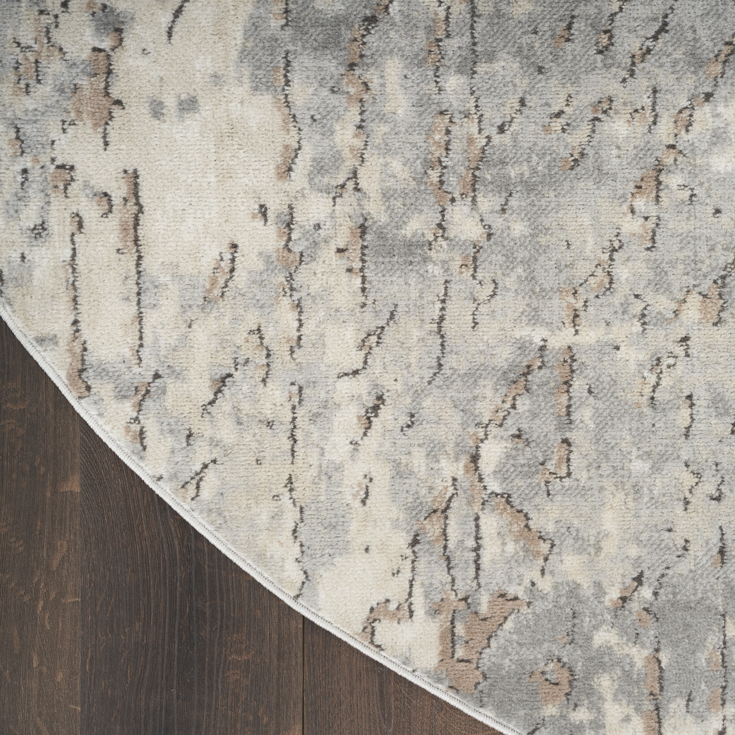 Nourison Quarry 7’10” x Round Beige Grey Modern Indoor Rug