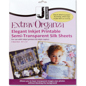 Hojas de tela de organza de seda imprimibles con inyección de tinta, 8,5" x 11", paquete de 5
