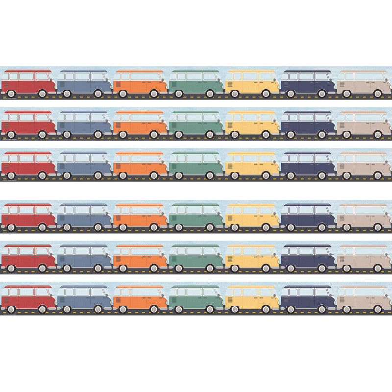 Moving Mountains Road Trip Camper Vans Straight Border Trim, 35 Feet Per Pack, 6 Packs