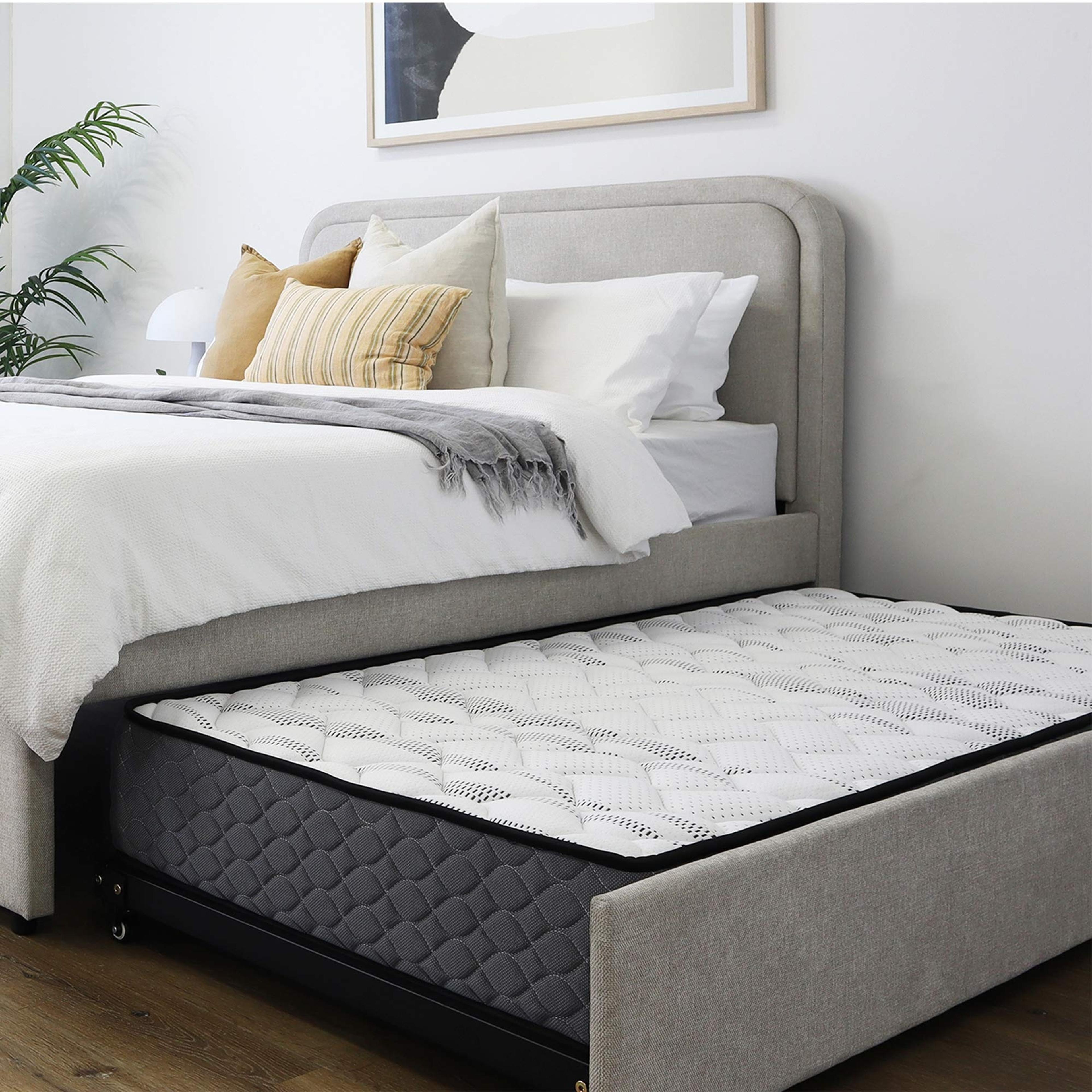 Lifestyle image of the  Eden Bed Frame, Trundle Base, Natural from Forty Winks