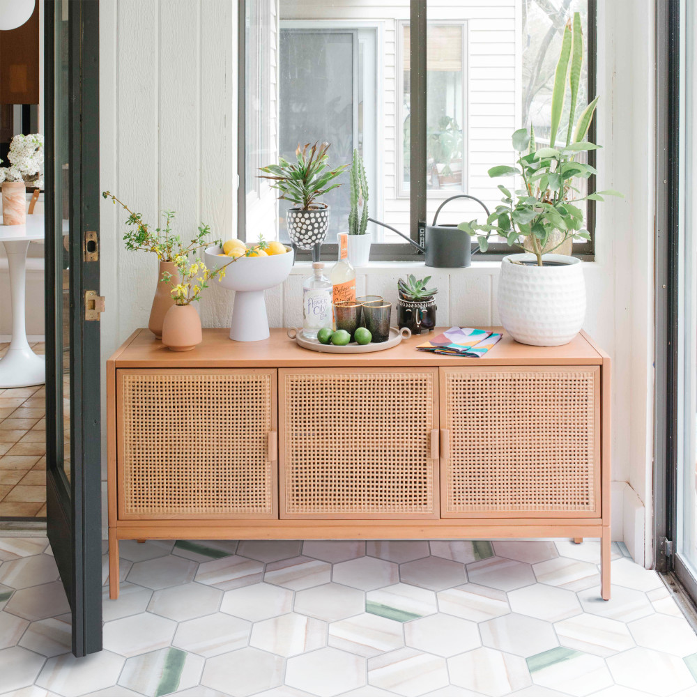 Matter Hex Canvas Bone Green 7-7/8 in. x 9 in. Porcelain Floor and Wall Tile