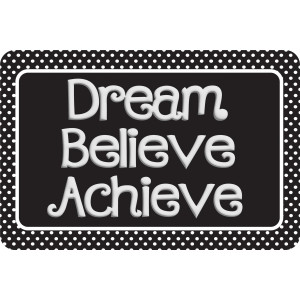 The Original Fun Mat&reg; Computer Mouse Pad, 11.75x8 in, Dream, Believe, Achieve, Black with White Dots