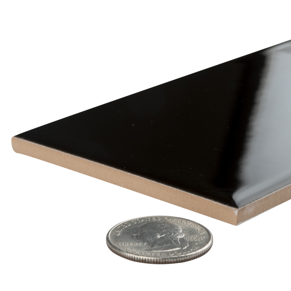 Park Slope Subway Glossy Black 3 in. x 6 in. Ceramic Wall Tile