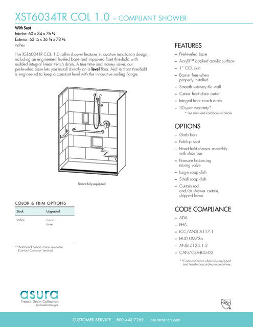Tech Data Sheet — Cd Shower Tech Data Asura Xst 6034 Tr Col 1 0 Seat
