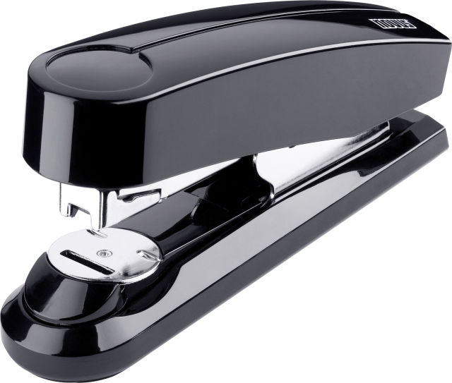 High performance flat clinch stapler offers more filing space and includes temporary pinning and tacking.