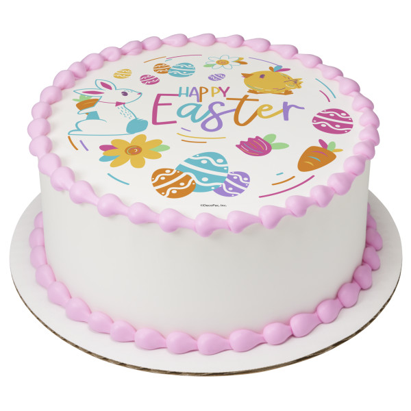 Happy Easter Chick & Bunny PhotoCake® Edible Image®