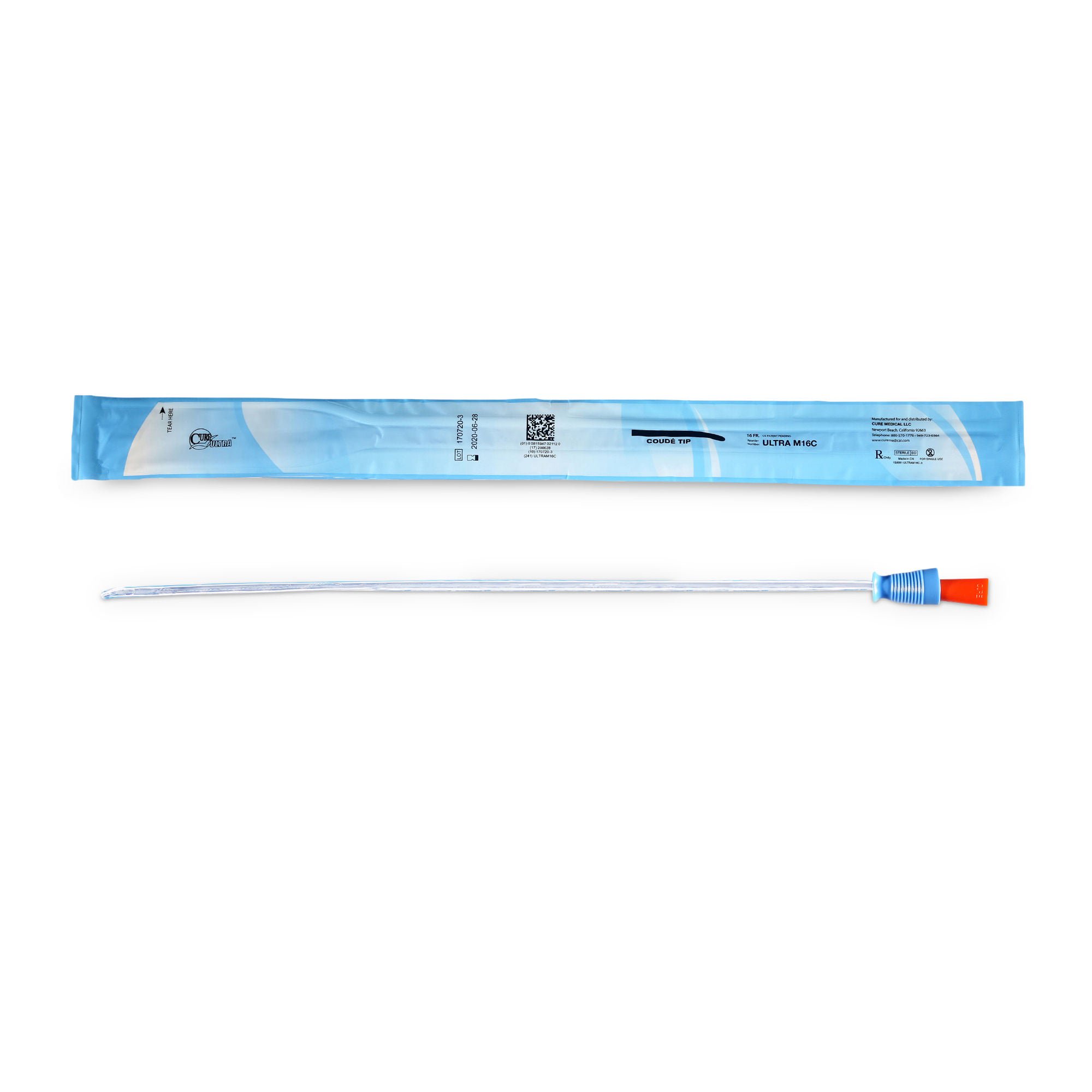 Cure Ultra® Urethral Catheter, 16 Fr., Male, Coudé