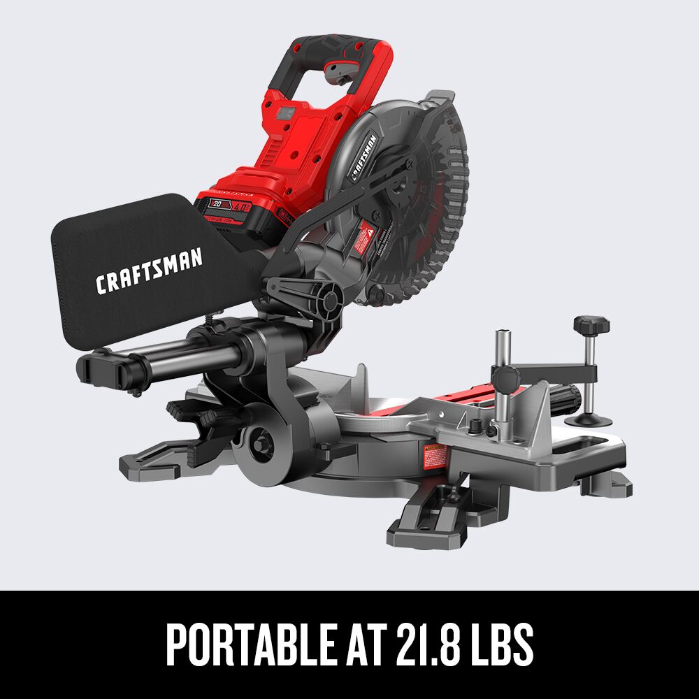 Graphic of CRAFTSMAN Bench & Stationary: Miter Saws highlighting product features