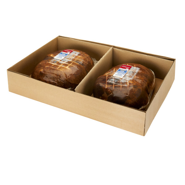 OLD TYME(r) Cob Smoked Premium Carving Ham, Water Added, 2 pc . C1RM - Front Right Open Case (Hi Res)