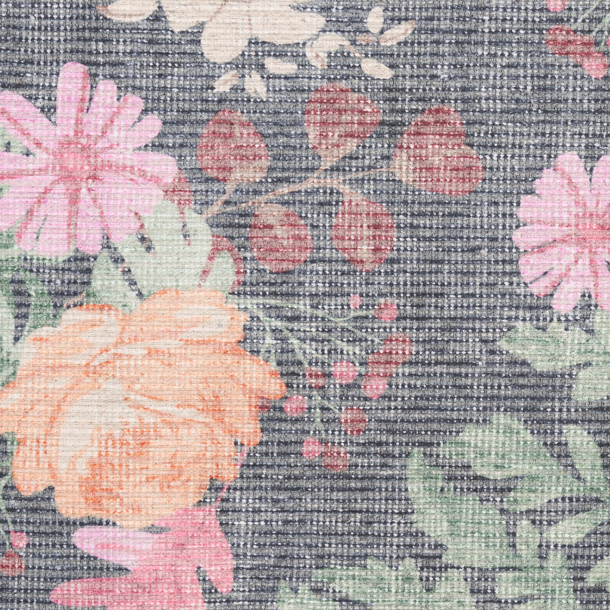 Nourison Botanical Washables 7'6" x 9'10" Charcoal Multicolor Farmhouse Indoor Rug