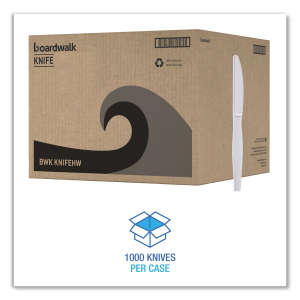 Boardwalk, Heavyweight Polystyrene Cutlery, Knife, White, 1000/Carton
