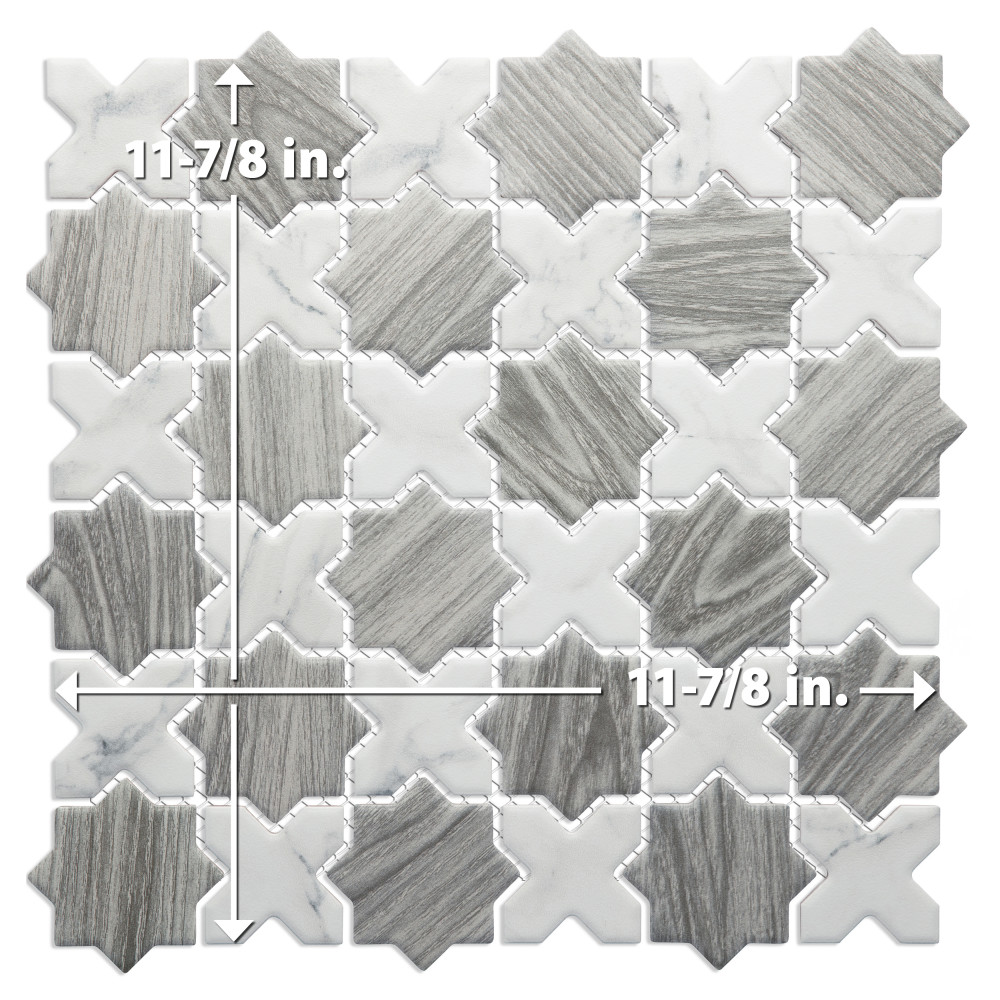 Llama 2″ Star Silver Smoke w/Cal Cross 11-7/8 in. x 11-7/8 in. Porcelain Mosaic Tile