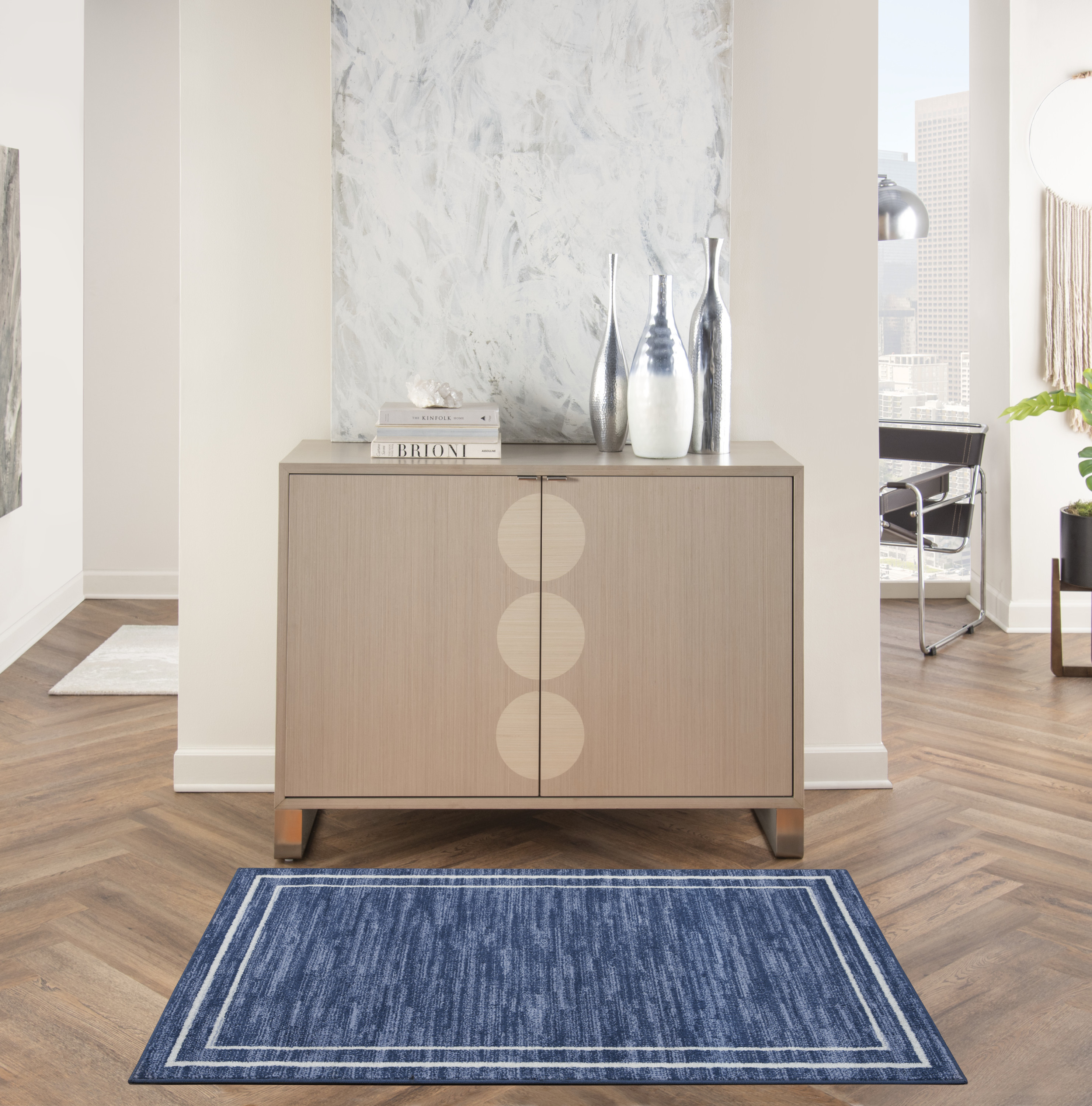 Nourison Nourison Essentials 2' x 4' Navy Ivory Contemporary Rug