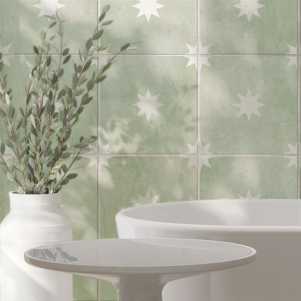 Starlight Sage 17-3/8 in. x 17-3/8 in. Porcelain Floor and Wall Tile