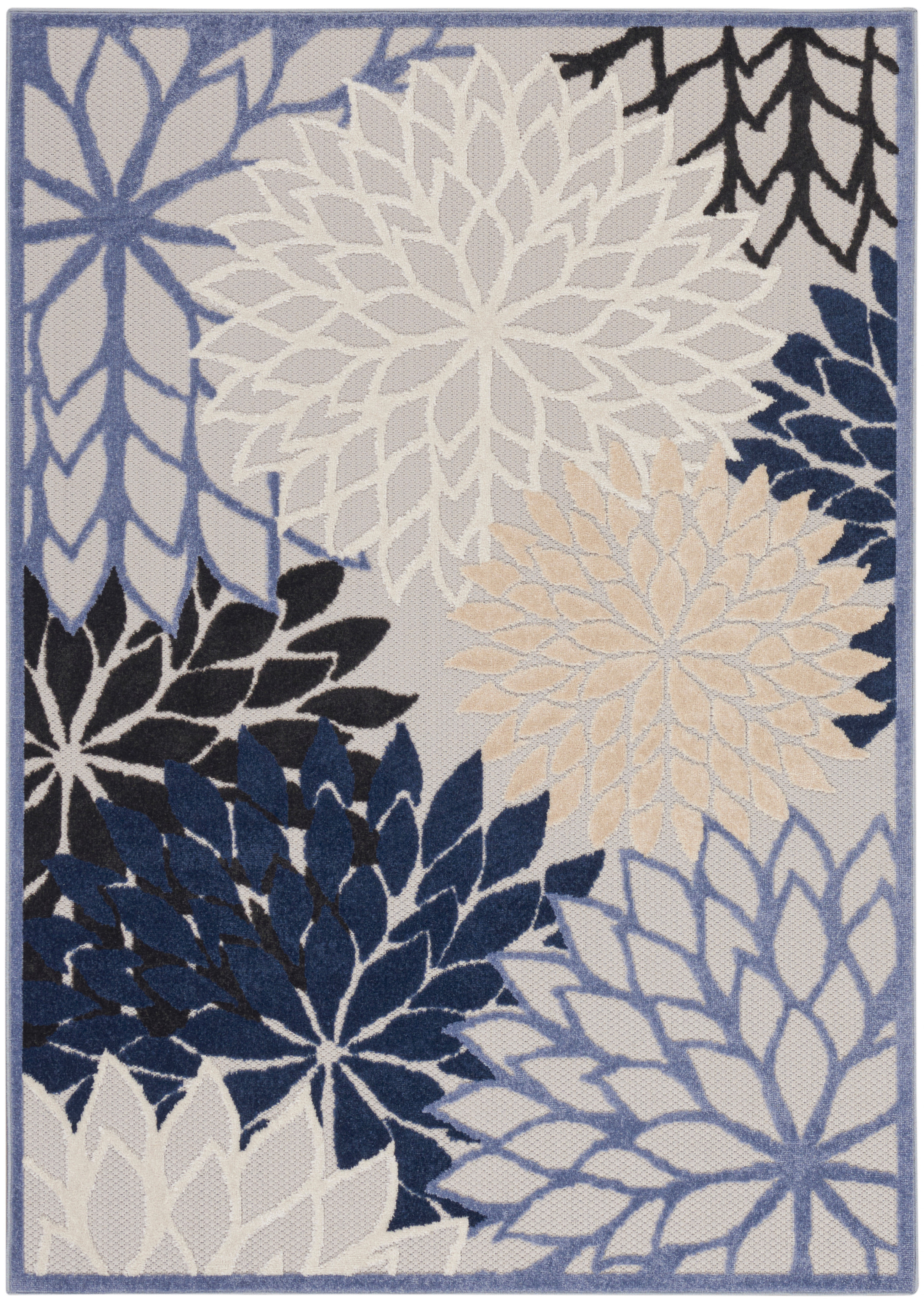 Nourison Aloha 5'3" x 7'5" Blue Multicolor Tropical Rug