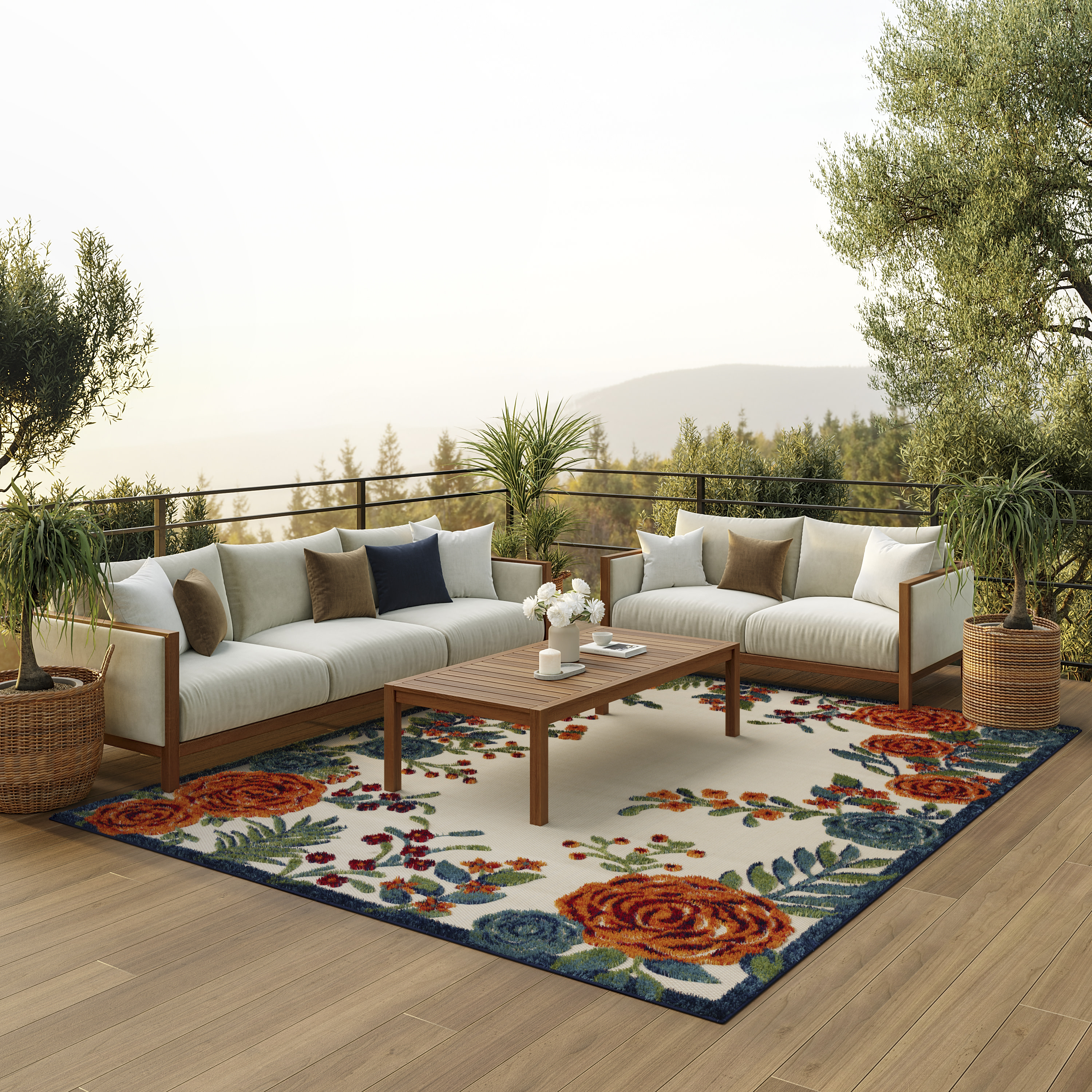 Nourison Aloha 6' x 9' Ivory Multicolor Outdoor Rug