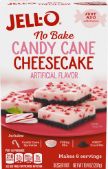 Jell-O No Bake Candy Cane Cheesecake Dessert Kit Candy Cane Sprinkles, Filling Mix & Oreo Crust Mix, 10.4 oz Box image