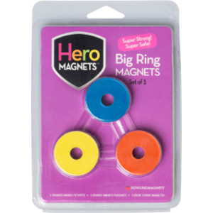 Large Ring Magnets, Assorted Colors, Set of 3