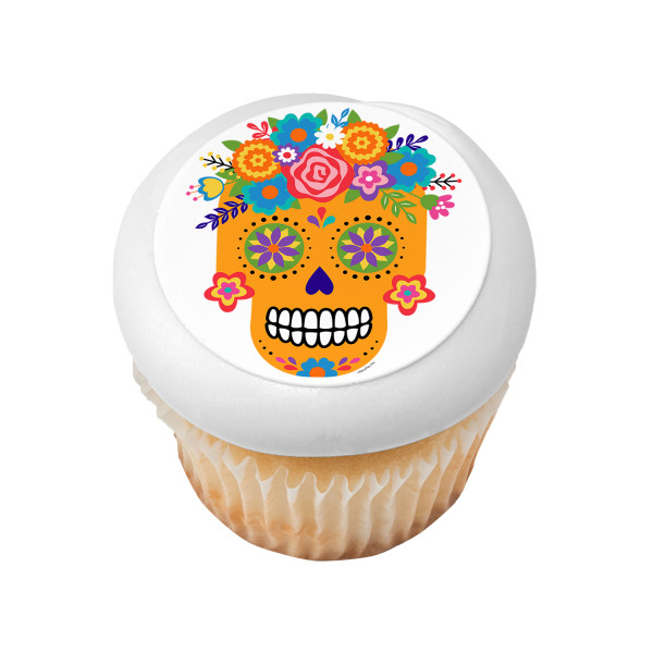Floral Sugar Skull PhotoCake® Edible Image®