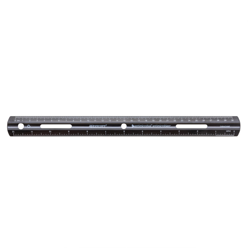 Recycled Plastic Ruler, Standard/Metric, 12 in, Black