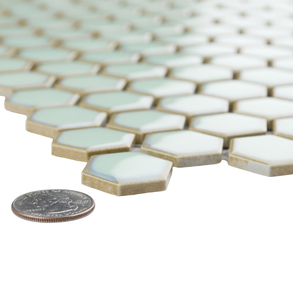 Hudson 1″ Hex Light Green 11-7/8 in. x 13-1/4 in. Porcelain Mosaic Tile