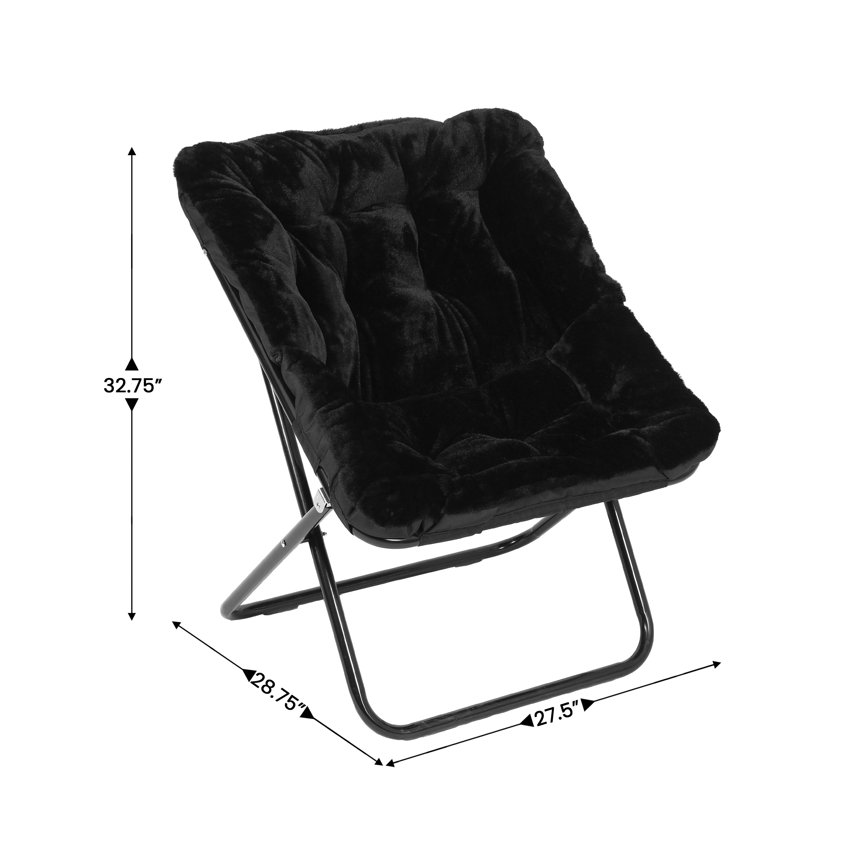 Archer 28" Oversized Portable Faux Fur Folding Saucer Chair with Folding Otto... - Picture 7 of 49