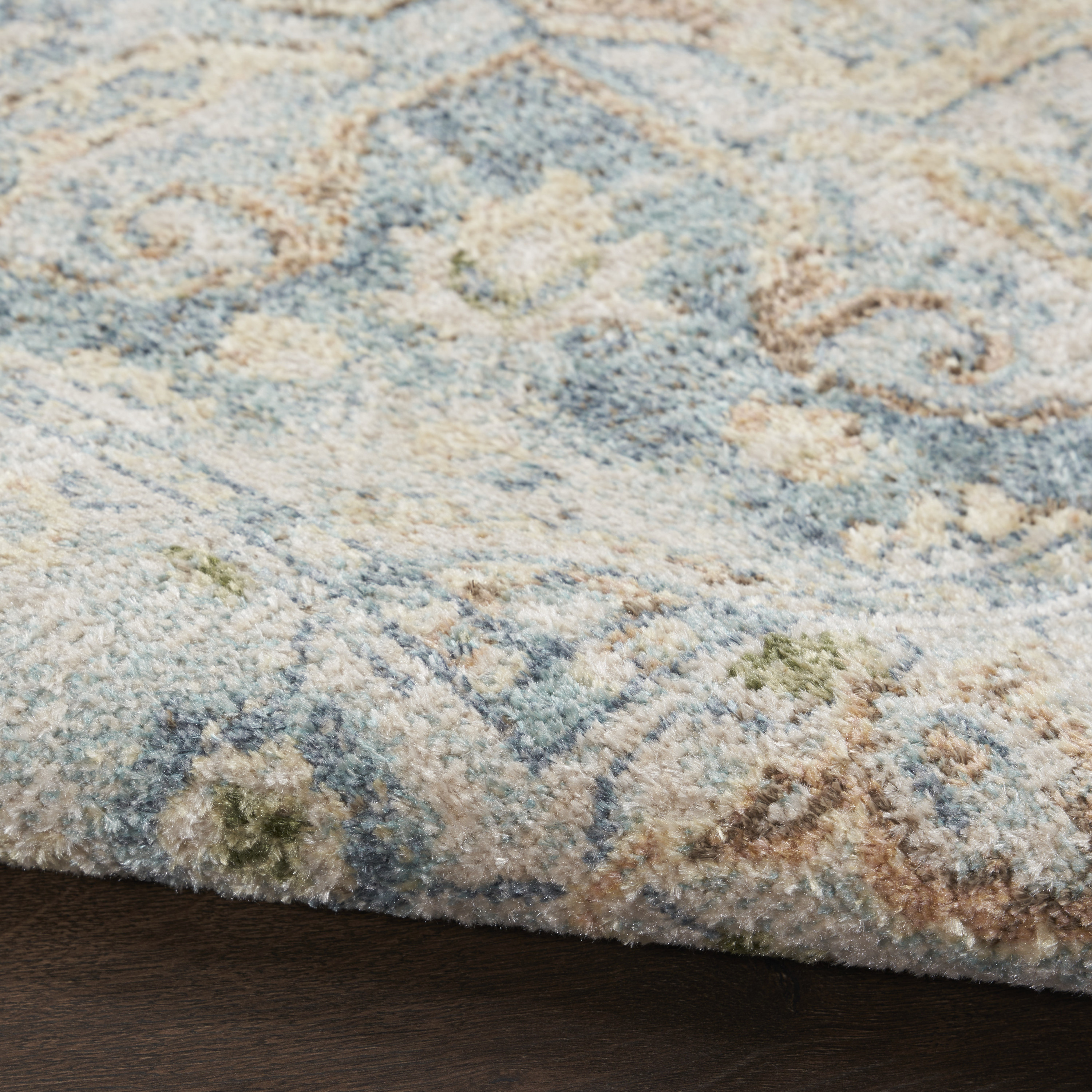 Nourison Astra Machine Washable 6'7" x 9' Beige Blue Vintage Indoor Rug