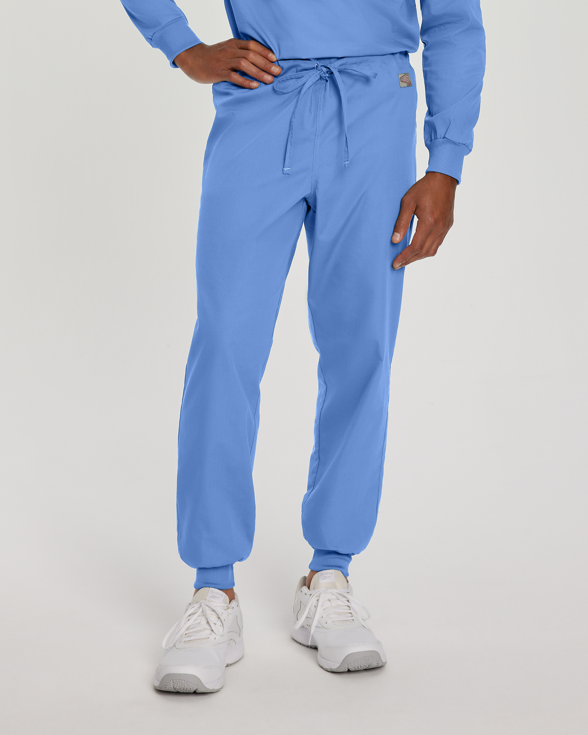 Landau Scrub Zone LB404 Unisex Mid Rise Pocketless Jogger Scrub Pants with Drawstring and Knit Cuffs-Landau