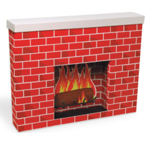 Corrugated Paper Fireplace, Tu-Tone Brick, 30"H x 38"W x 7"D