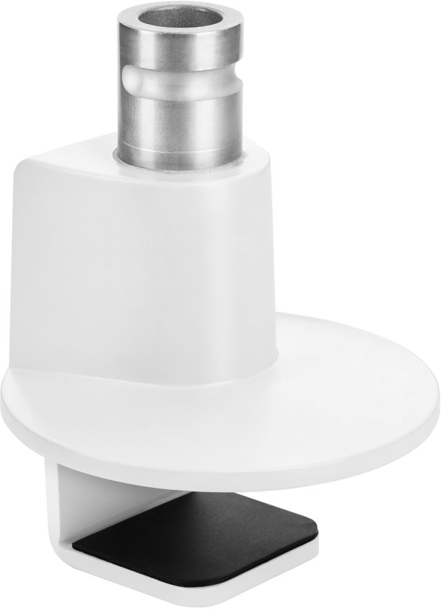 The Novus 3-in-1 mount for the white CLU Plus monitor arm.