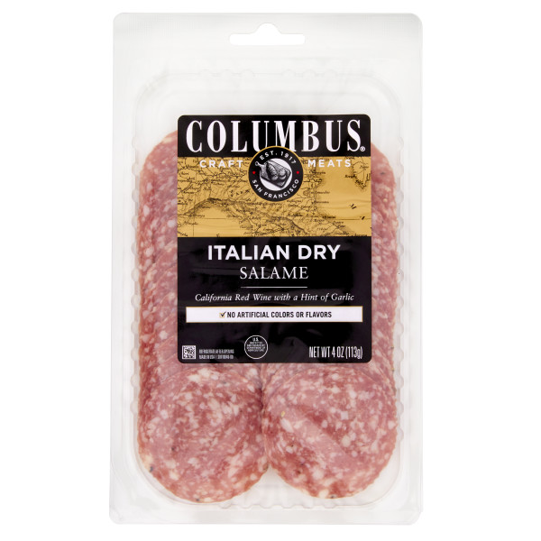 COLUMBUS(r) Sliced Italian Dry Salame 12/4 oz . C1CB - Front Center Inner Pack (Hi Res)