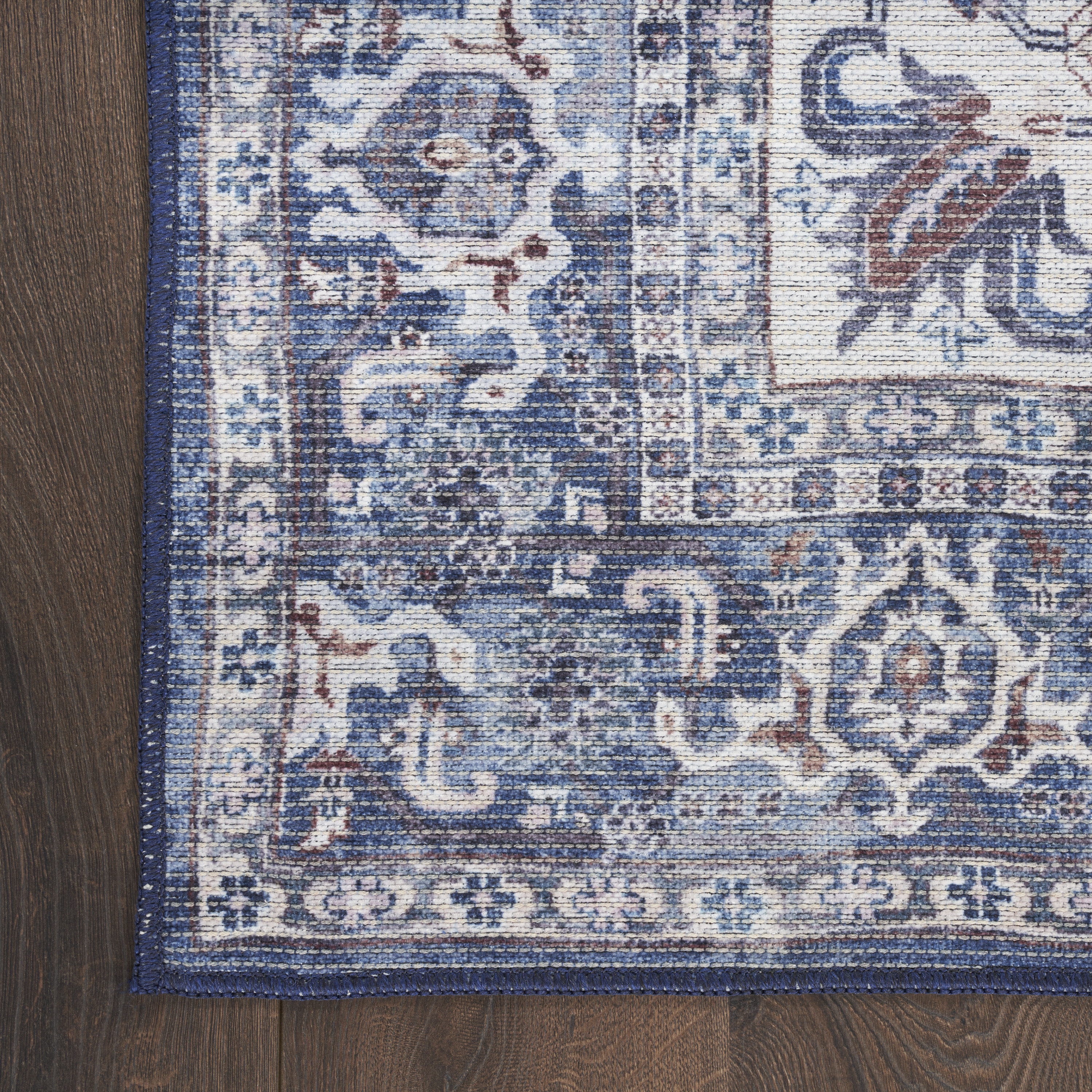 Nourison New Concept Washables 2' x 6' Navy Ivory Vintage Indoor Rug