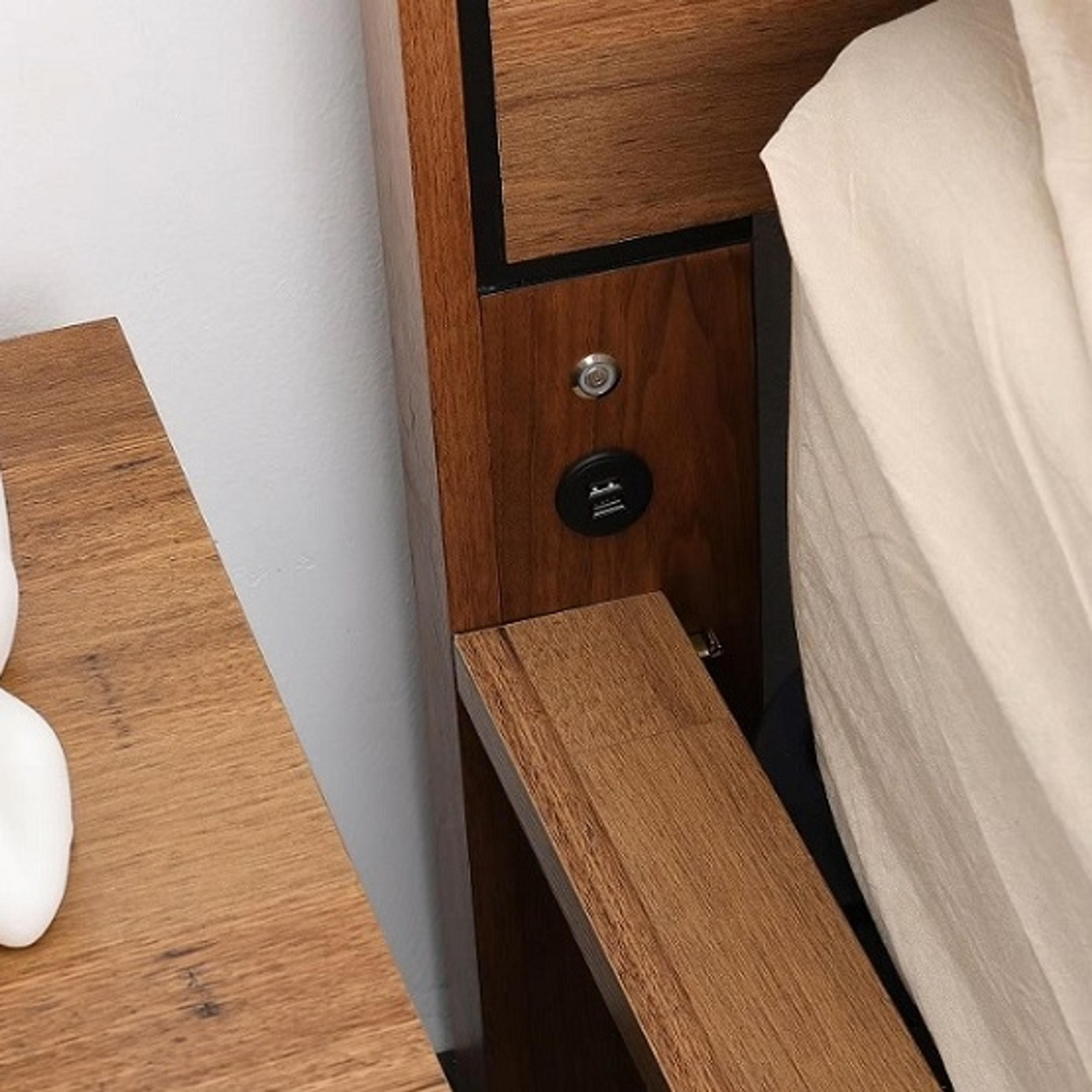 Detail image of the  Colorado Bed Frame, W/ Led & Usb Headboard & Gas Lift Base, Natural from Forty Winks
