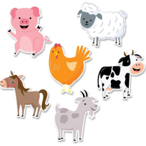 Farm Friends 6" Designer Cut-Outs, Pack of 36