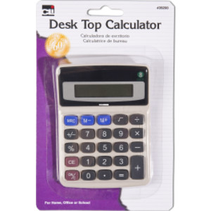 Desktop Calculator, Battery and Solar Powered with Tilted 9 Digit Display, Gray