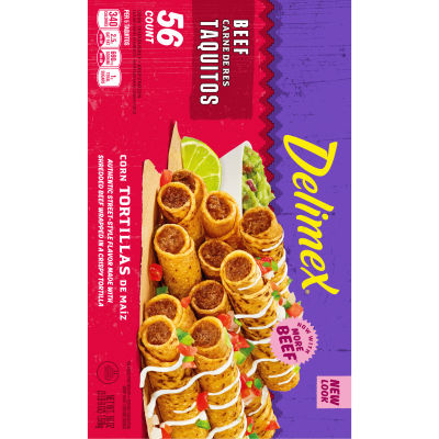 Delimex Beef Corn Taquitos, 56 ct Box