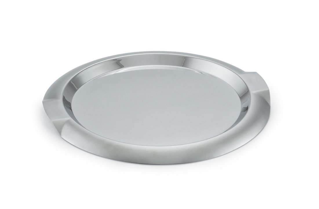 14-inch round stainless steel serving tray