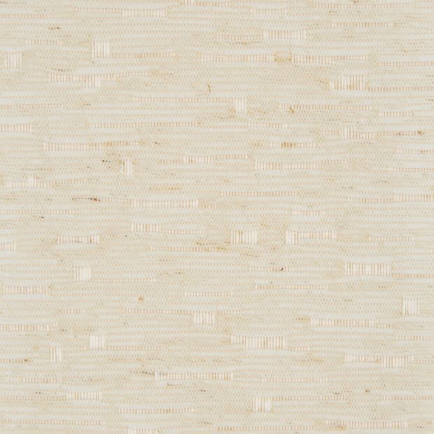 Beige woven grasscloth wall covering, horizontal fiber striations and subtle flecks, covering a flat surface and evenly lit, suggesting a neutral interior wall or fabric swatch.