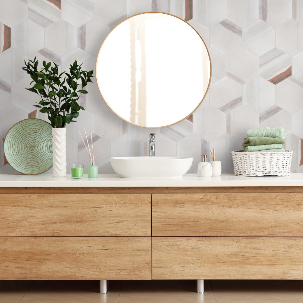 Matter Hex Canvas Bone Red 7-7/8 in. x 9 in. Porcelain Floor and Wall Tile