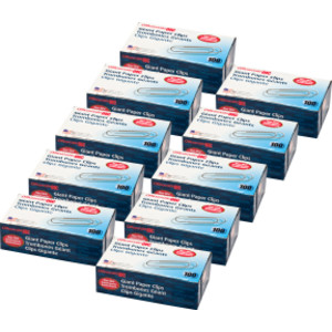 Paper Clips, Giant Non-Skid Gem, 100 Per Box, 10 Boxes