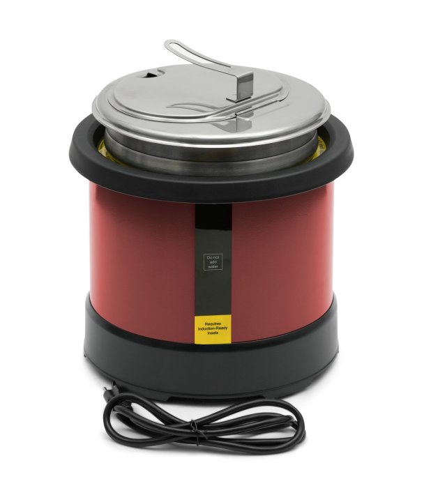 7-quart 230-volt Mirage® countertop induction rethermalizer in red with UK plug