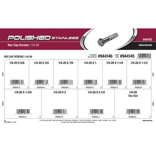 Polished Stainless Hex Cap Screws Assortment (1/4