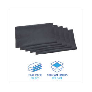 Boardwalk,  LLDPE Liner, 45 gal Capacity, 40 in Wide, 46 in High, 1.3 Mils Thick, Gray