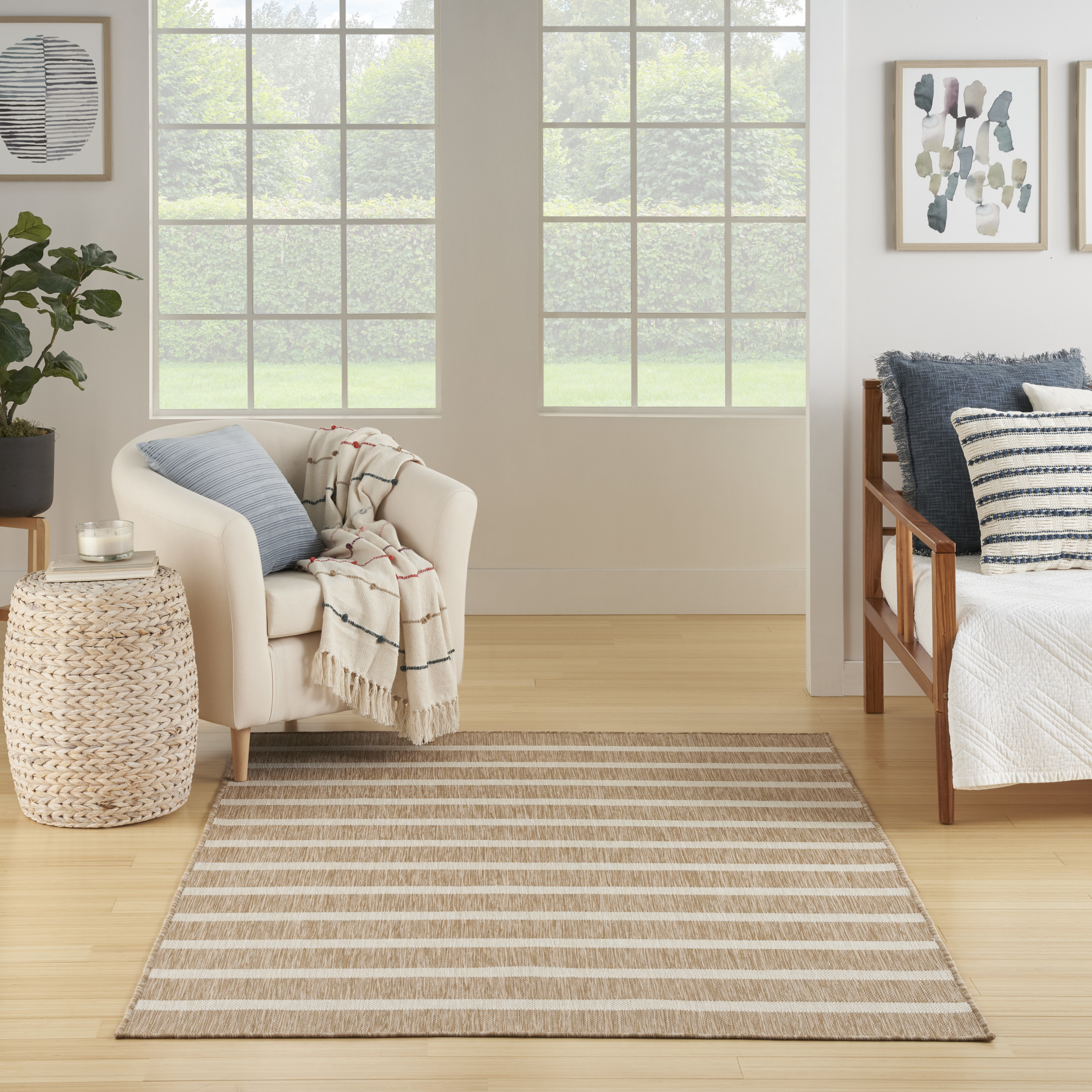 Nourison Positano 6' x 9' Beige Ivory Modern Rug
